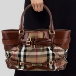 Burberry Large Landscape Lynher House Check Canvas & Smooth Leather Tote Bag